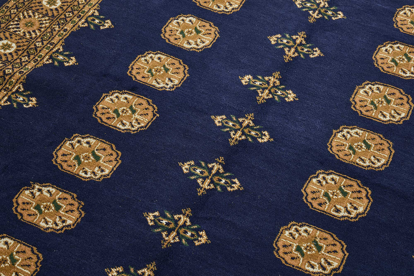 5x8 Blue Turkish Geometric Oushak Rug - 51567