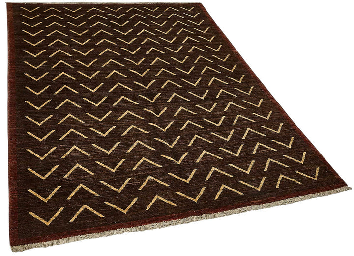 5x7 Brown Geometric Oushak Rug - 51568