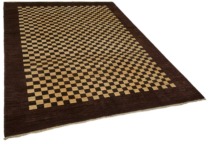 6x7 Brown Handmade Geometric Oushak Rug - 51569