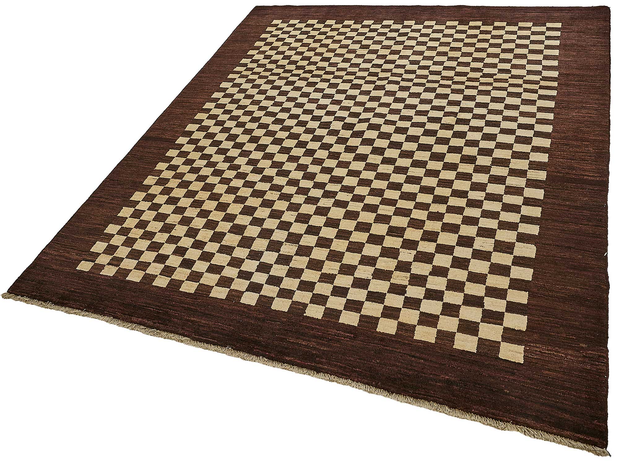 6x7 Brown Handmade Geometric Oushak Rug - 51569