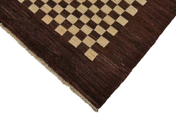6x7 Brown Handmade Geometric Oushak Rug - 51569