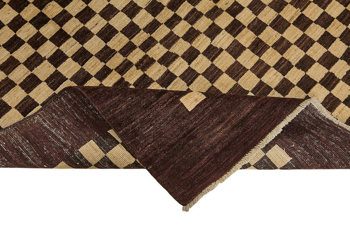 6x7 Brown Handmade Geometric Oushak Rug - 51569