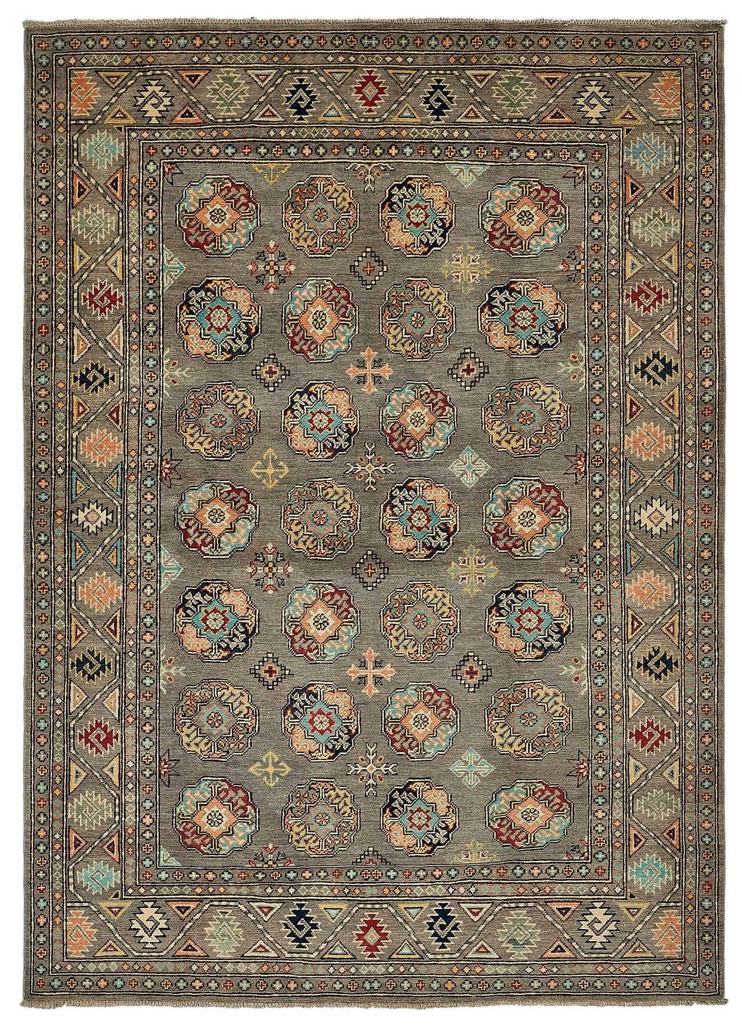 5x8 Grey Handmade Floral Oushak Rug - 51570
