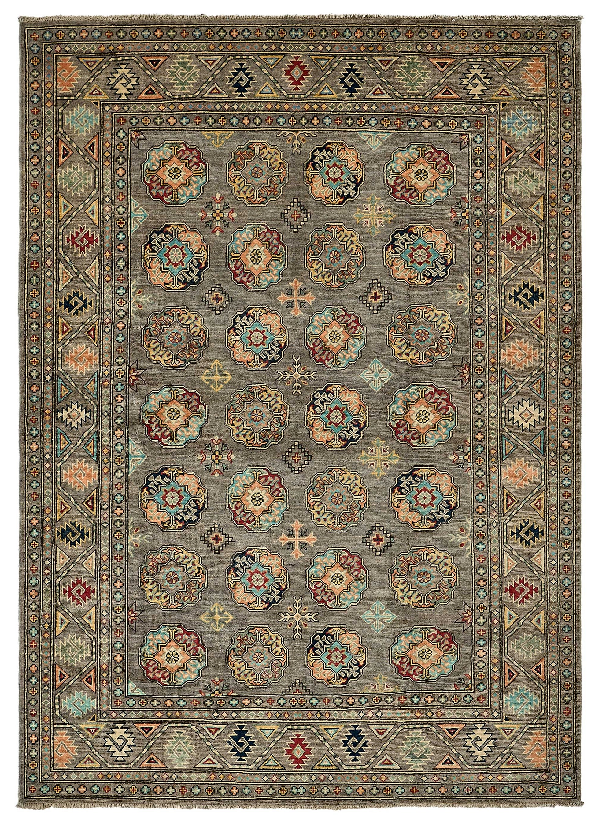5x8 Grey Handmade Floral Oushak Rug - 51570