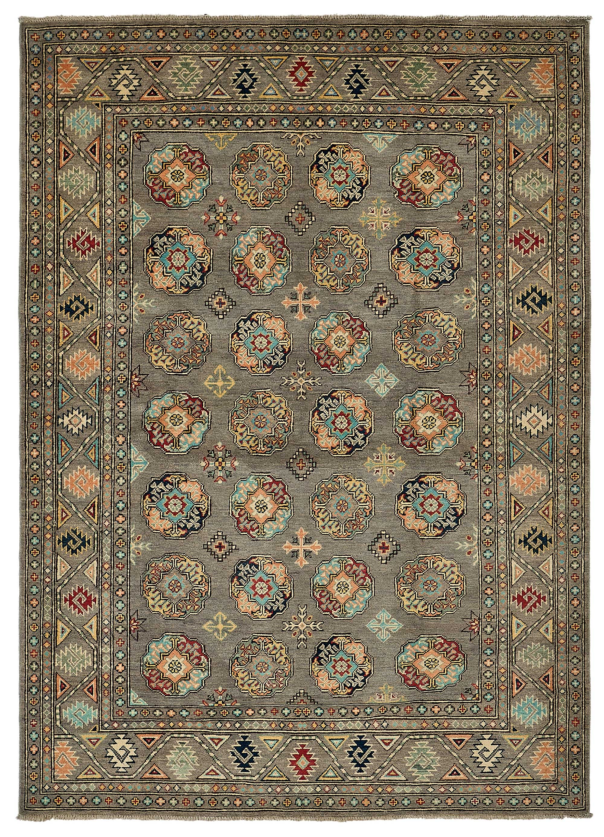 5x8 Grey Handmade Floral Oushak Rug - 51570