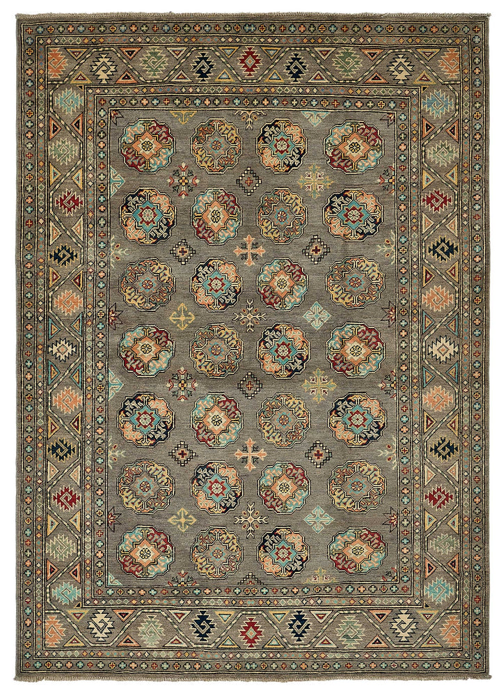 5x8 Grey Handmade Floral Oushak Rug - 51570