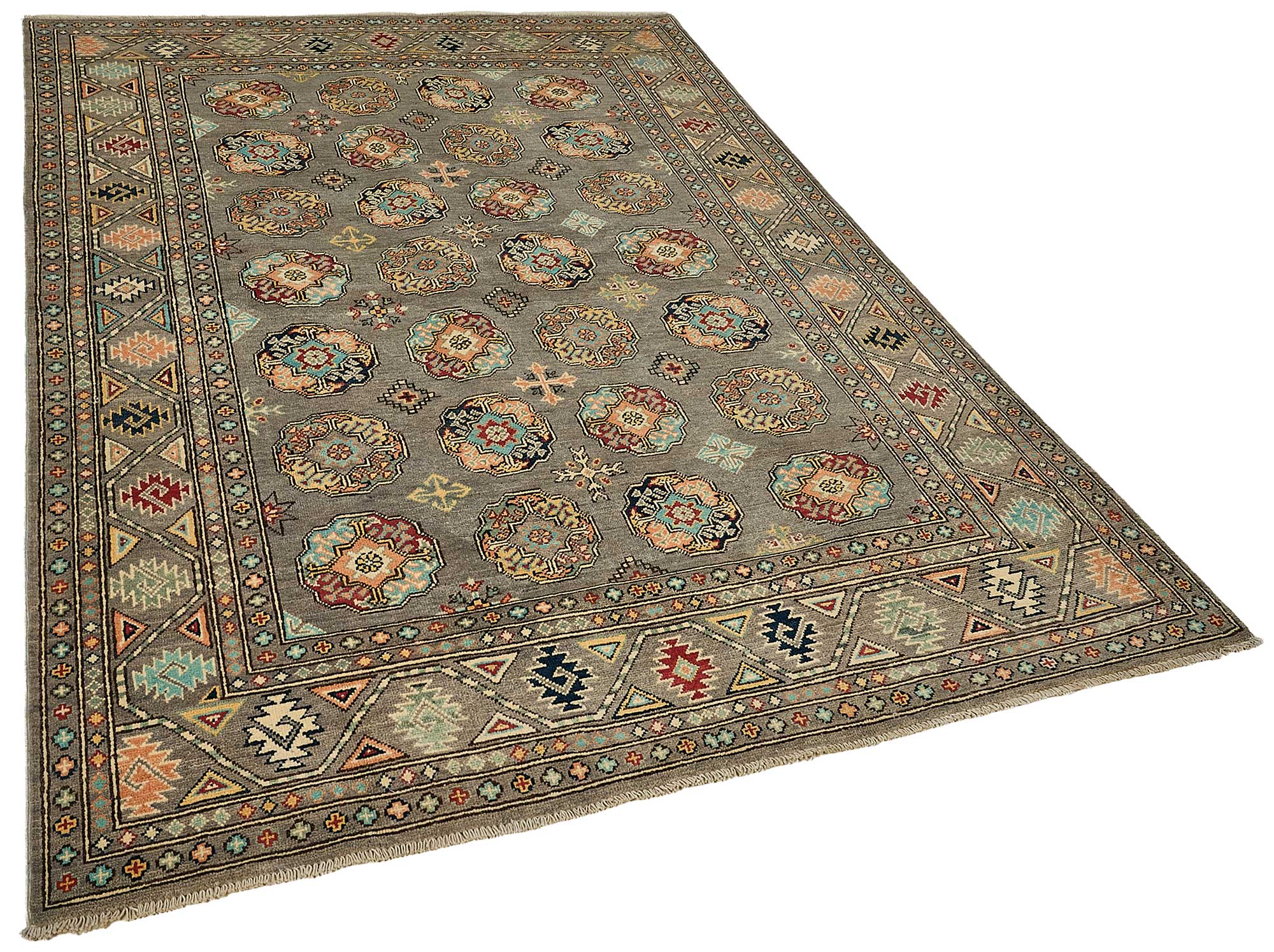 5x8 Grey Handmade Floral Oushak Rug - 51570