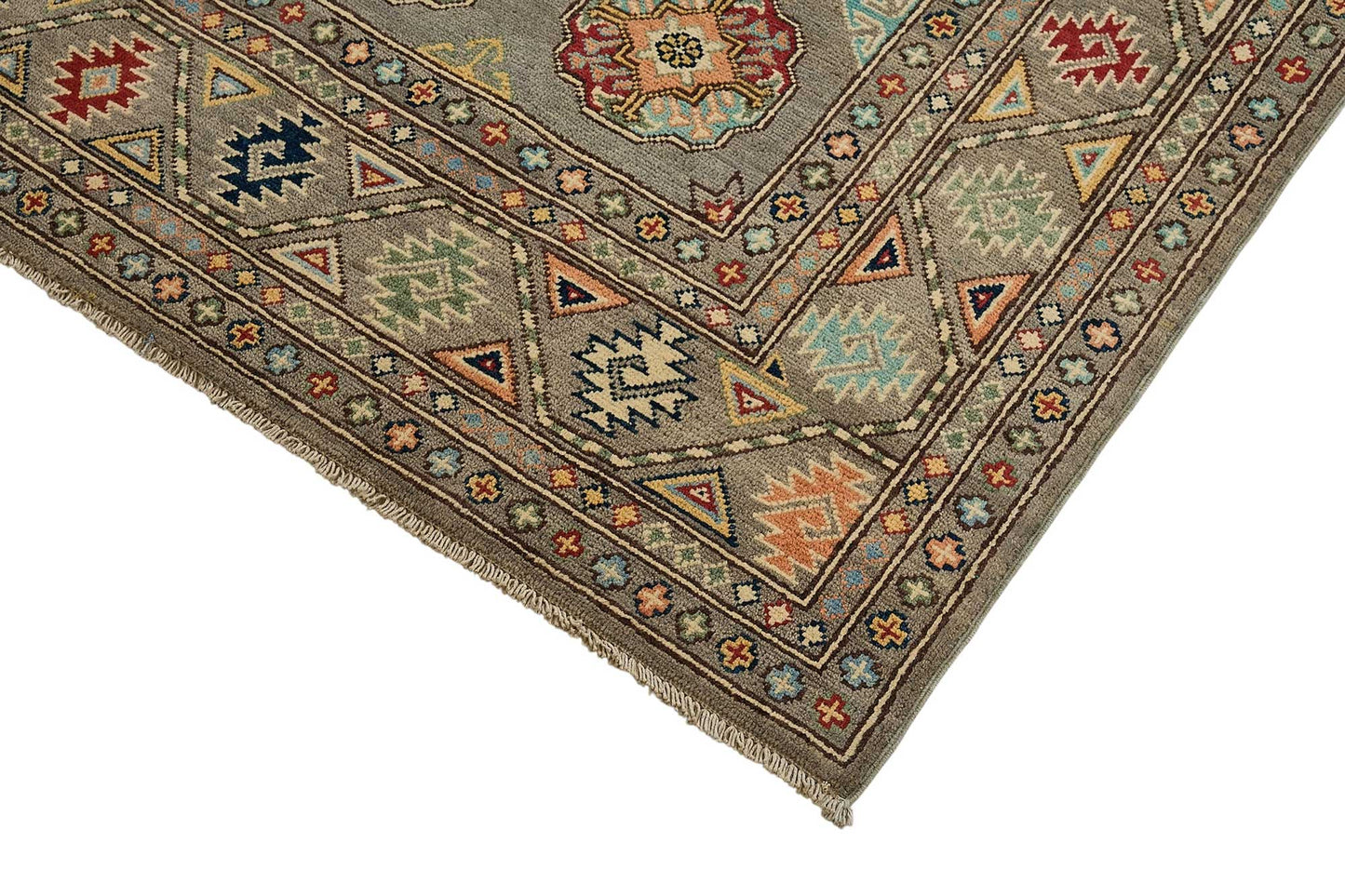 5x8 Grey Handmade Floral Oushak Rug - 51570