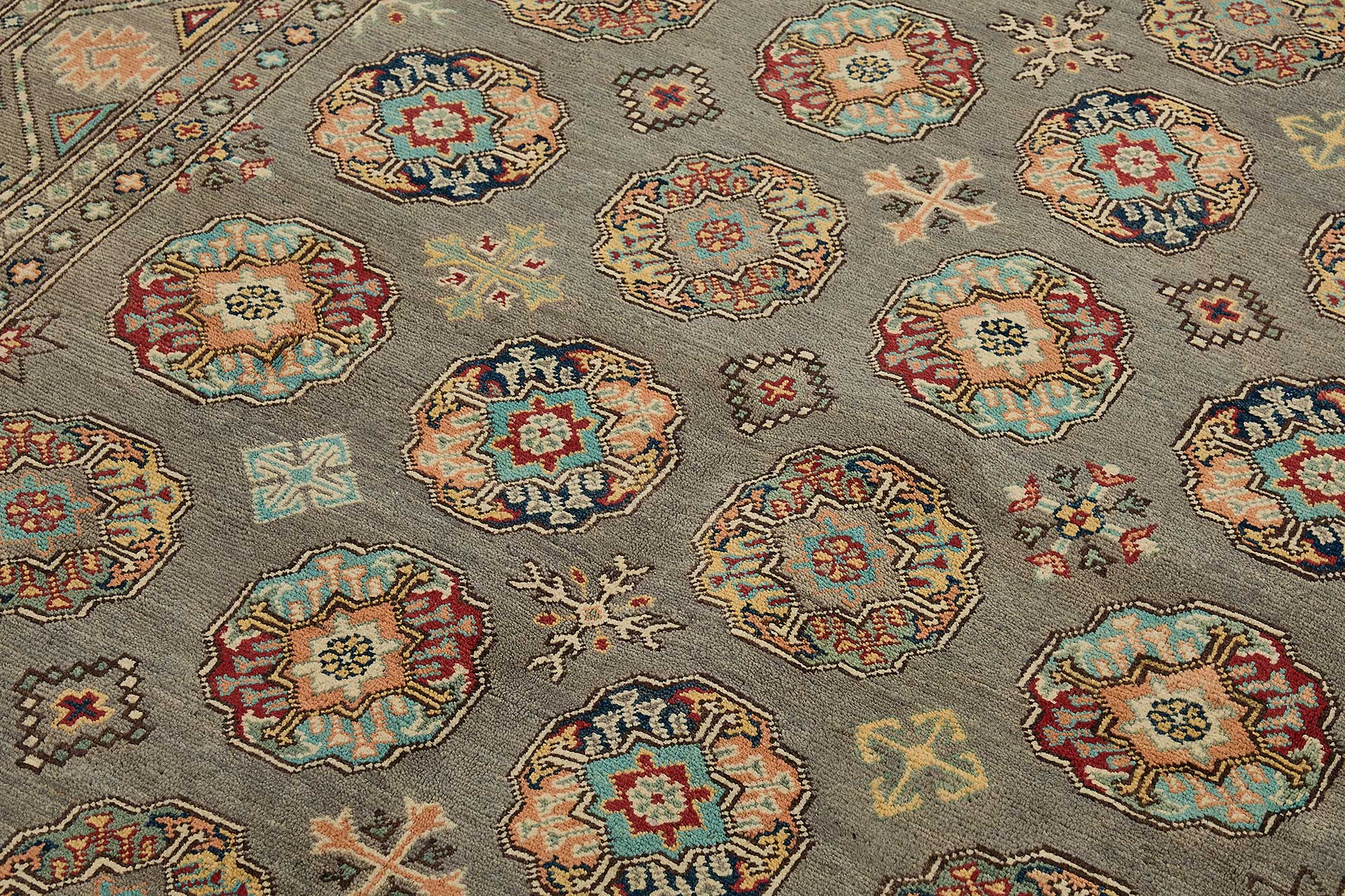 5x8 Grey Handmade Floral Oushak Rug - 51570