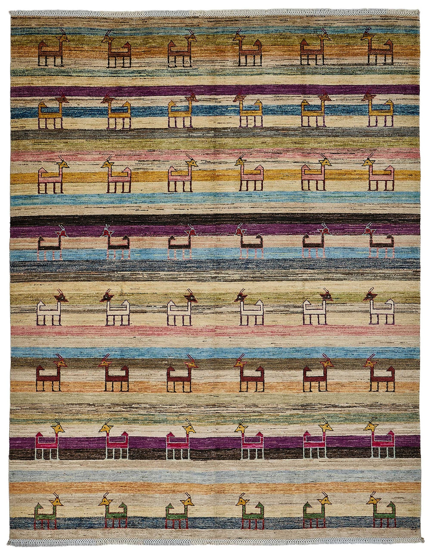 6x7 Beige Turkish Tribal Oushak Rug - 51571
