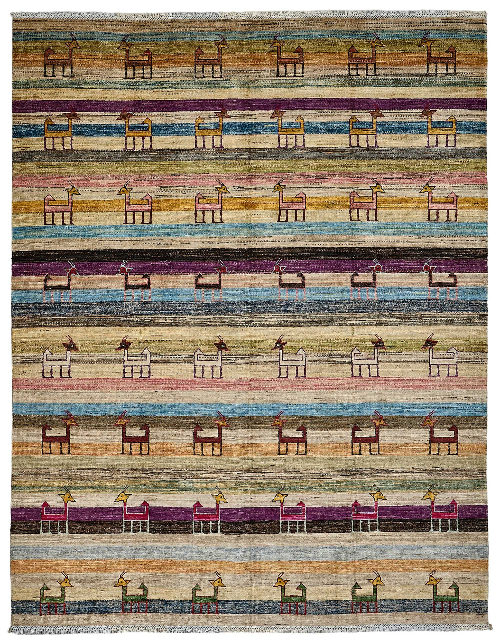6x7 Beige Turkish Tribal Oushak Rug - 51571