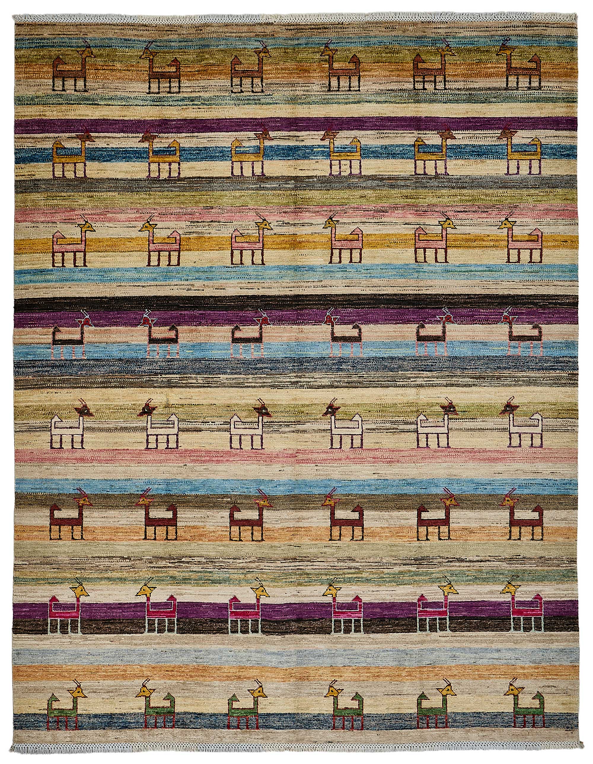 6x7 Beige Turkish Tribal Oushak Rug - 51571