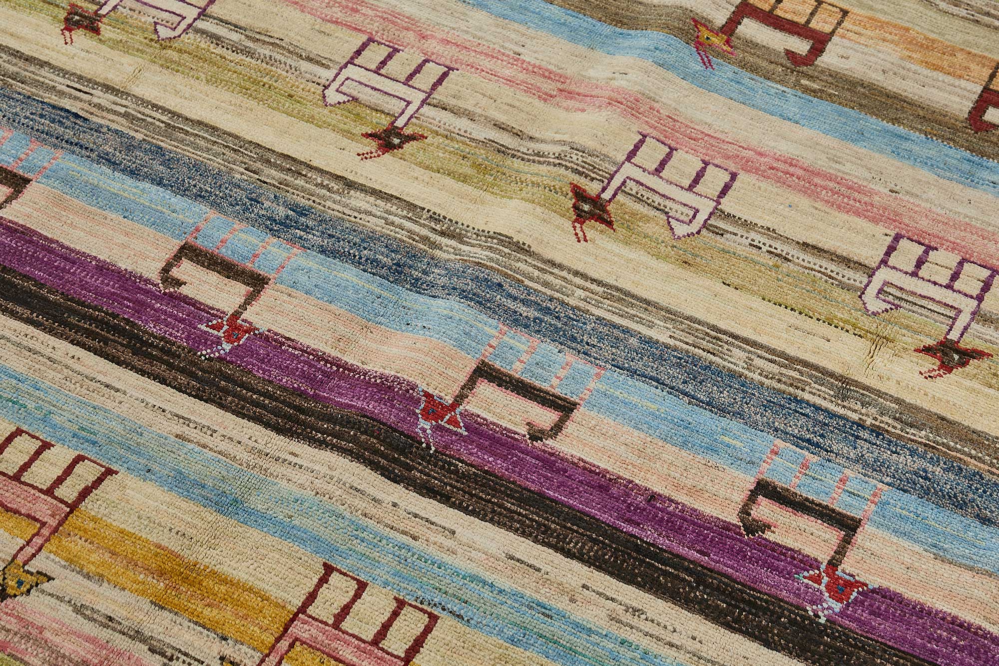 6x7 Beige Turkish Tribal Oushak Rug - 51571