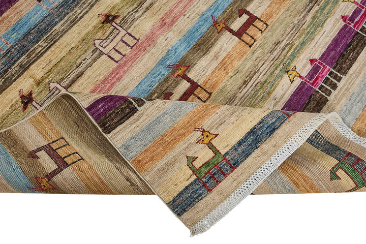 6x7 Beige Turkish Tribal Oushak Rug - 51571