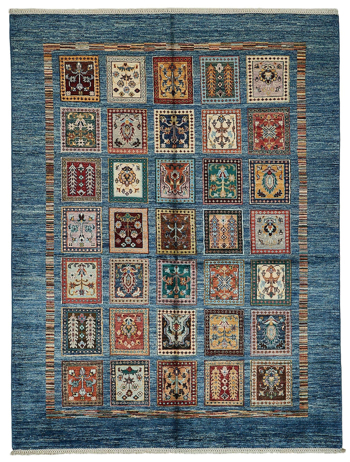 5x7 Blue Geometric Oushak Rug - 51572