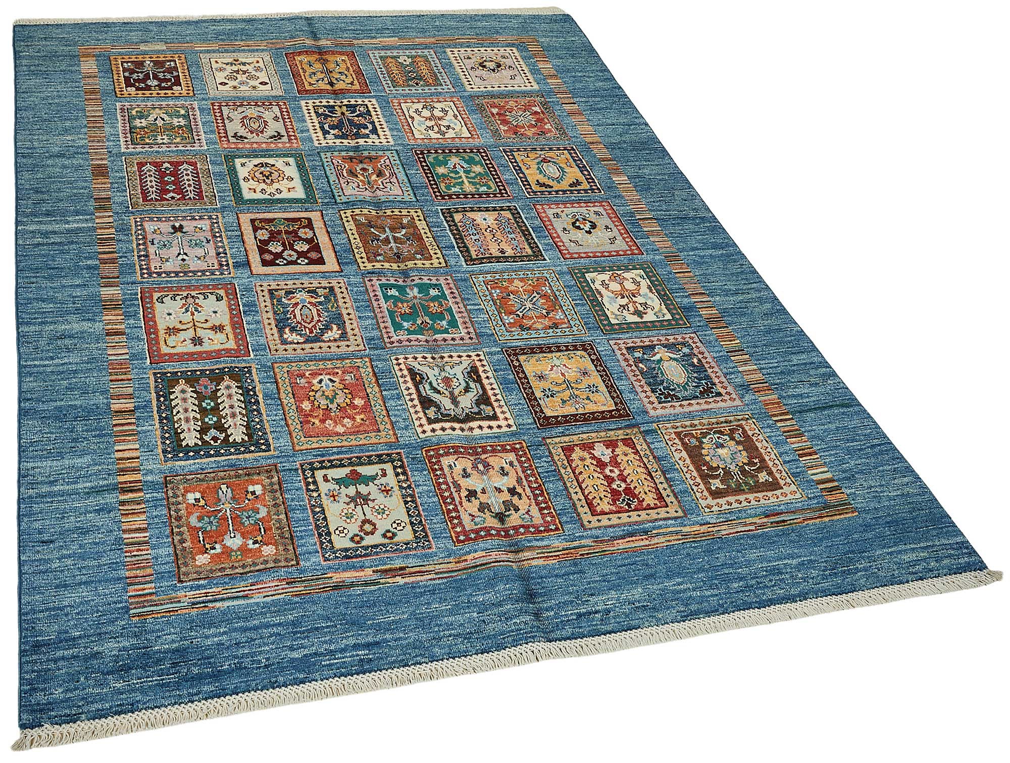 5x7 Blue Geometric Oushak Rug - 51572