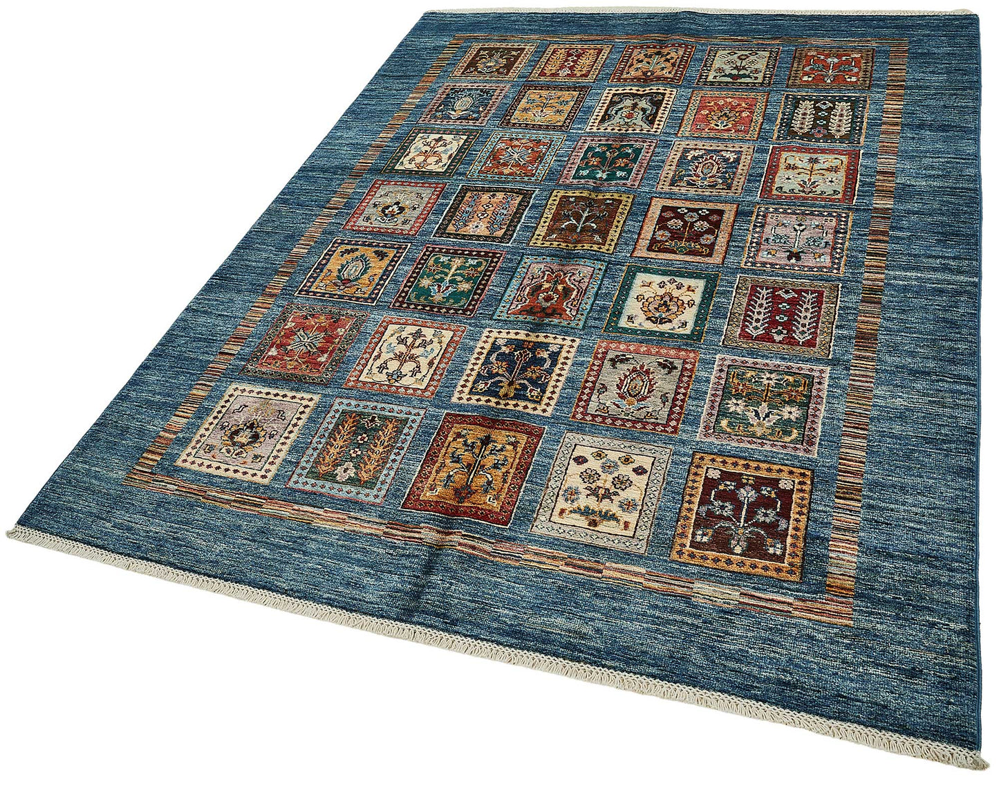 5x7 Blue Geometric Oushak Rug - 51572