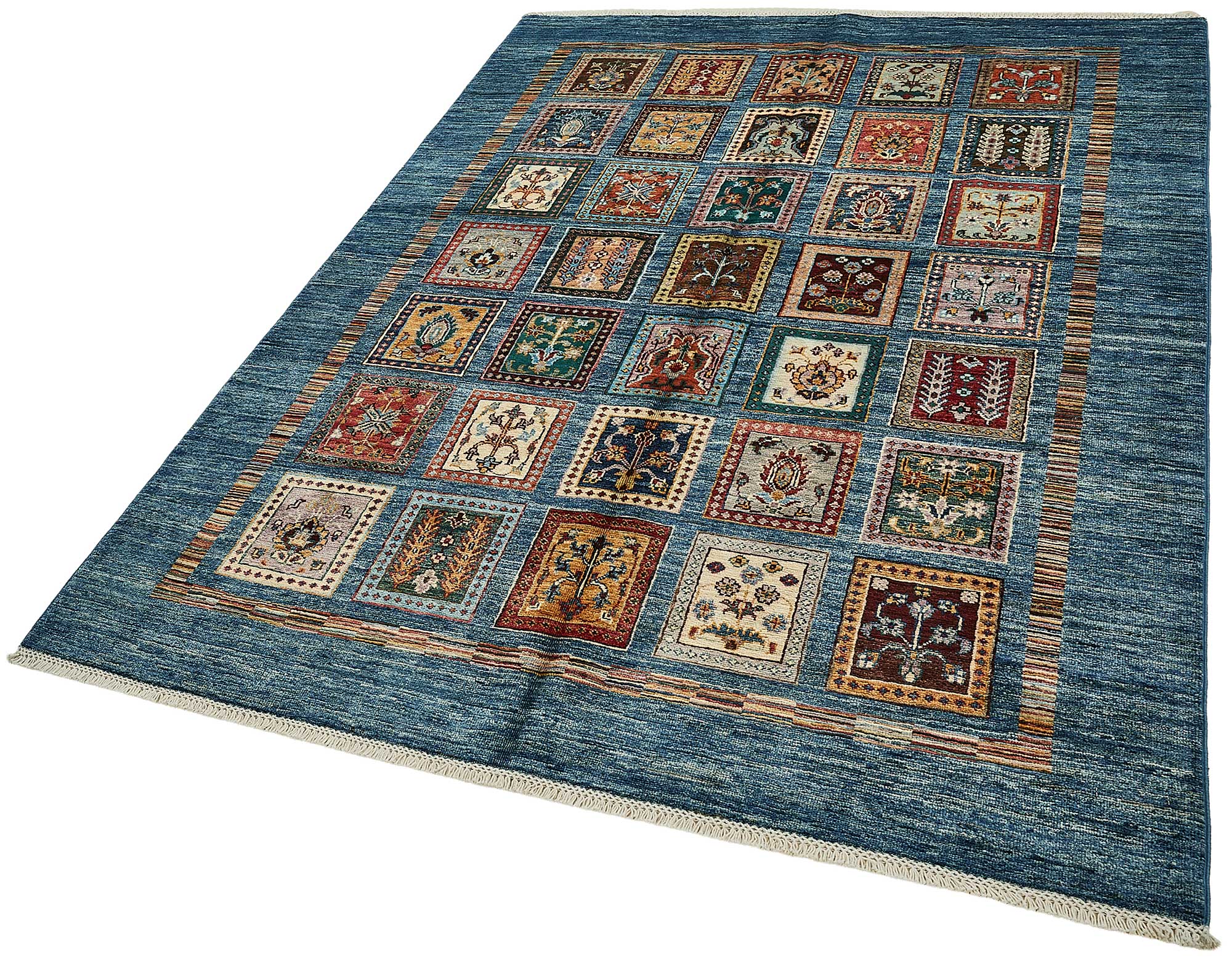 5x7 Blue Geometric Oushak Rug - 51572