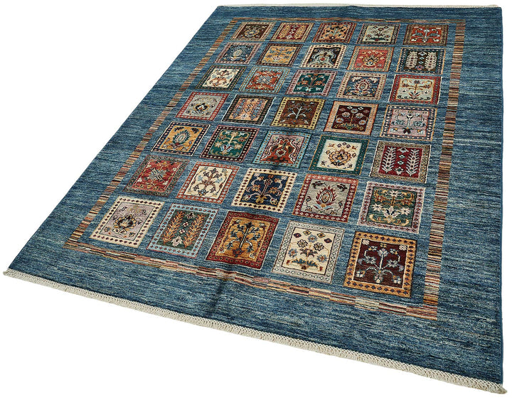 5x7 Blue Geometric Oushak Rug - 51572