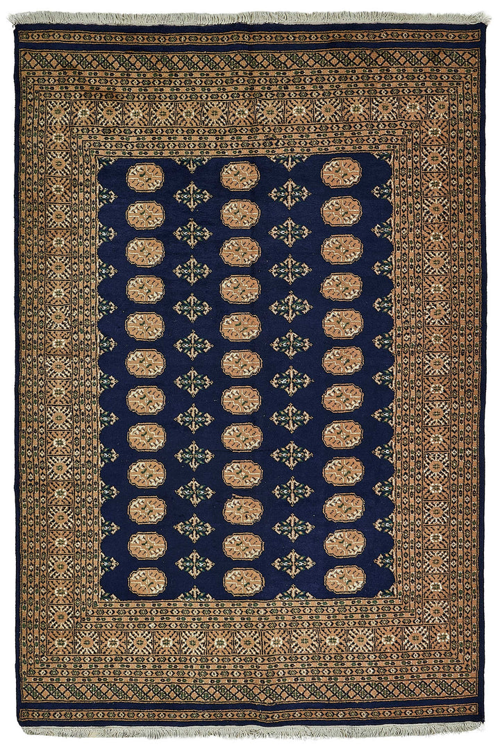 5x8 Blue Handmade Geometric Oushak Rug - 51573