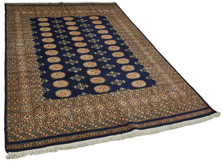 5x8 Blue Handmade Geometric Oushak Rug - 51573