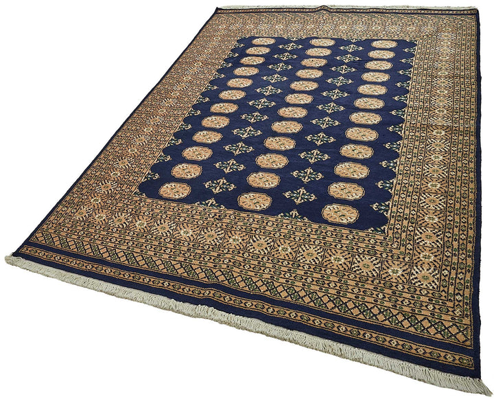 5x8 Blue Handmade Geometric Oushak Rug - 51573