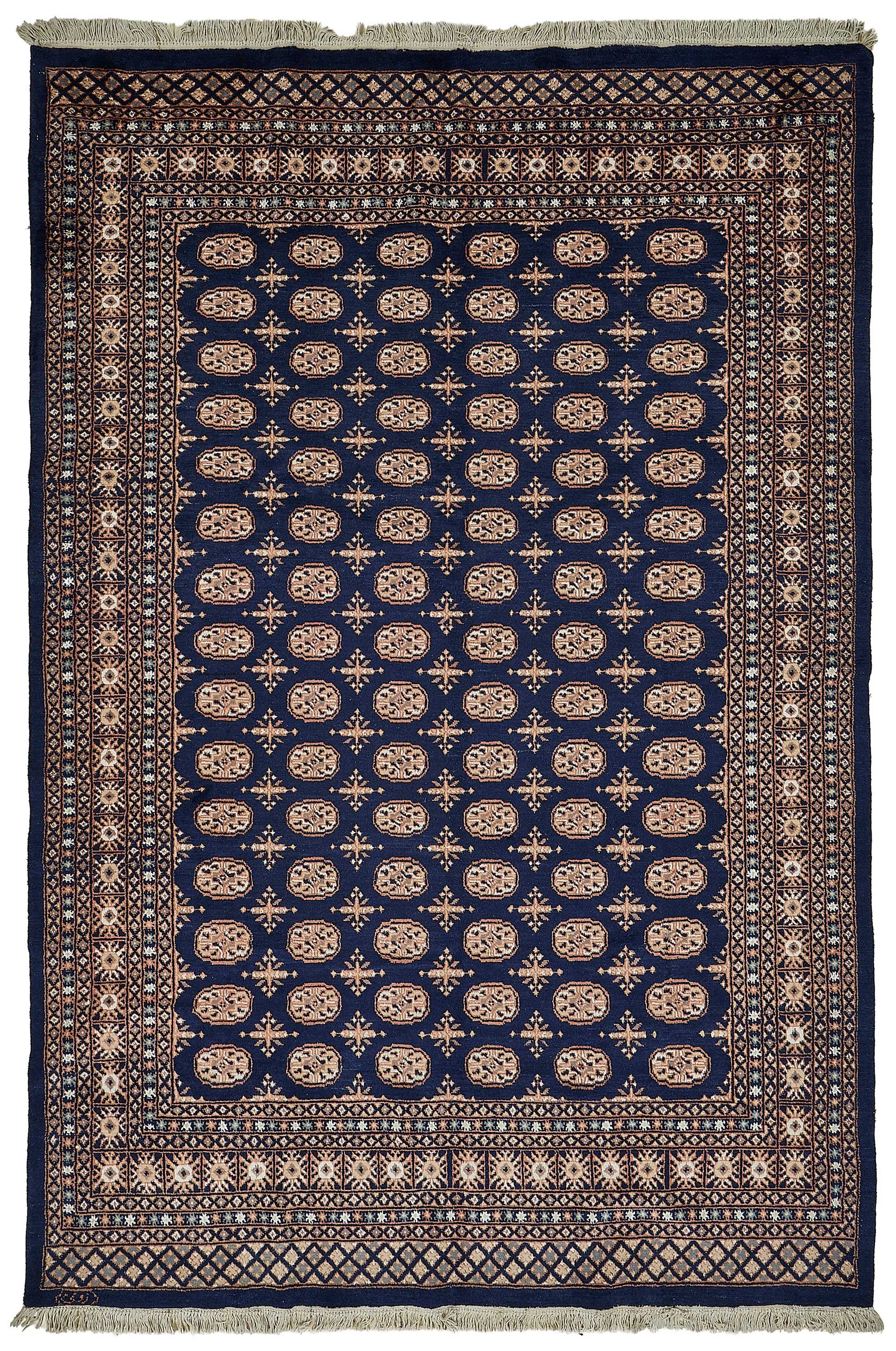 6x9 Blue Turkish Geometric Oushak Rug - 51575