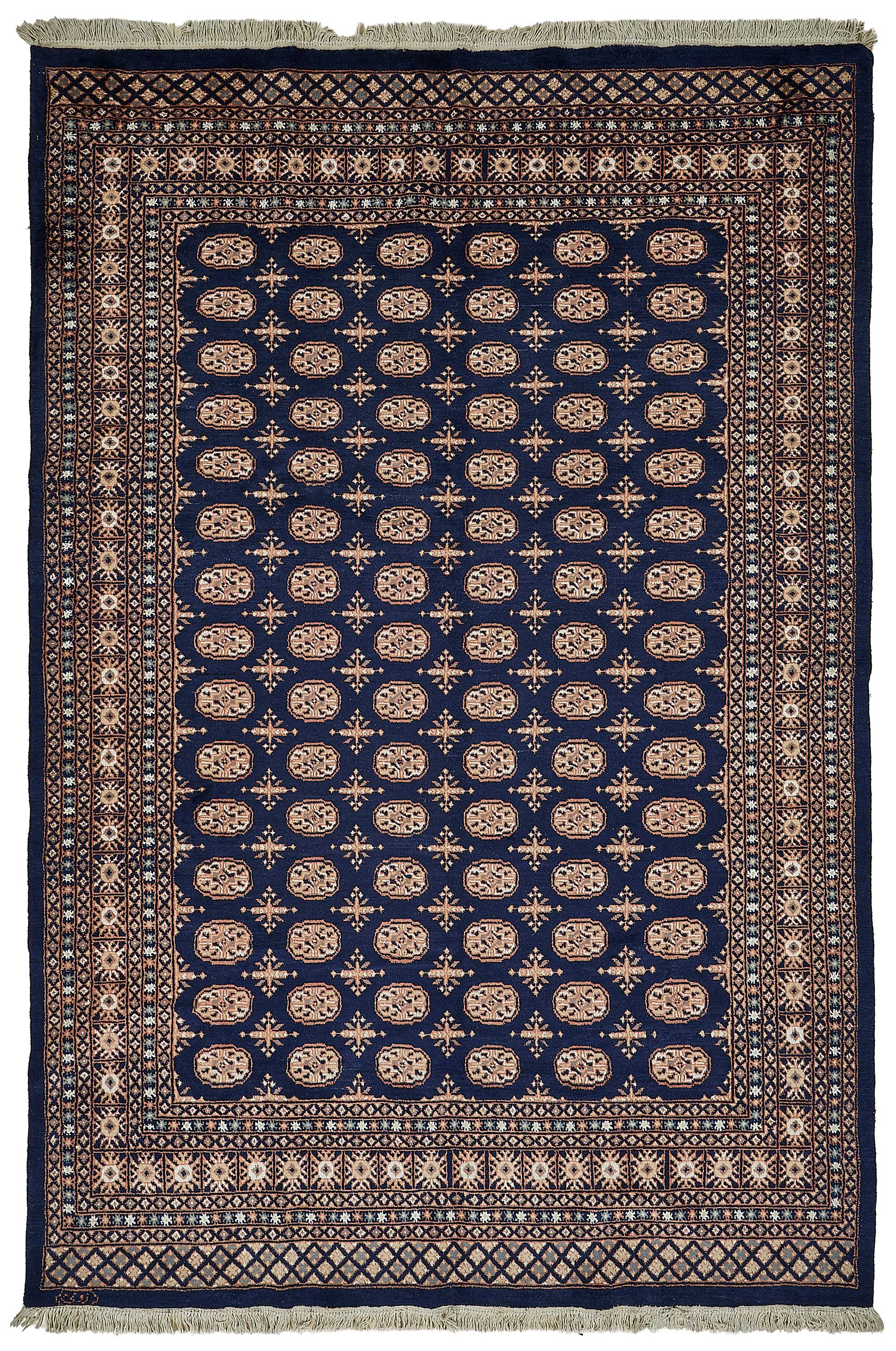 6x9 Blue Turkish Geometric Oushak Rug - 51575