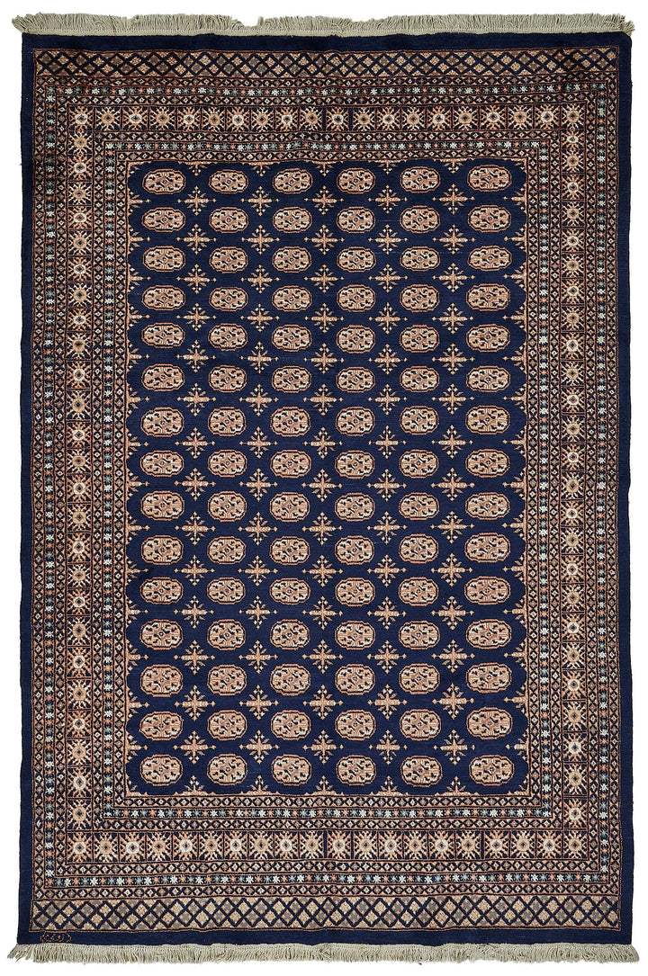 6x9 Blue Turkish Geometric Oushak Rug - 51575