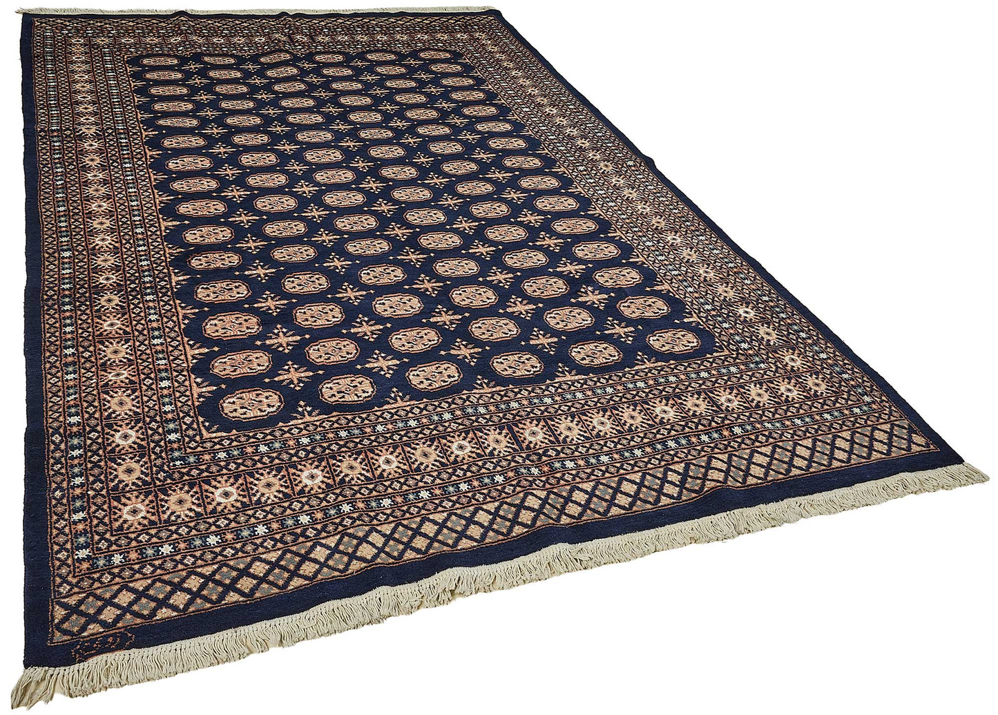 6x9 Blue Turkish Geometric Oushak Rug - 51575