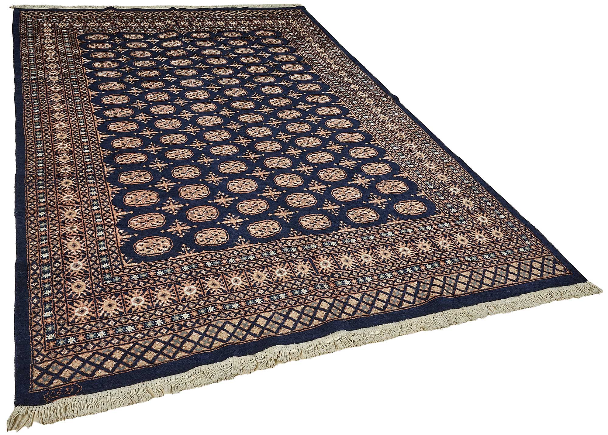 6x9 Blue Turkish Geometric Oushak Rug - 51575