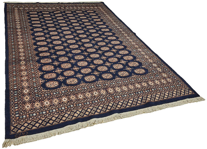 6x9 Blue Turkish Geometric Oushak Rug - 51575