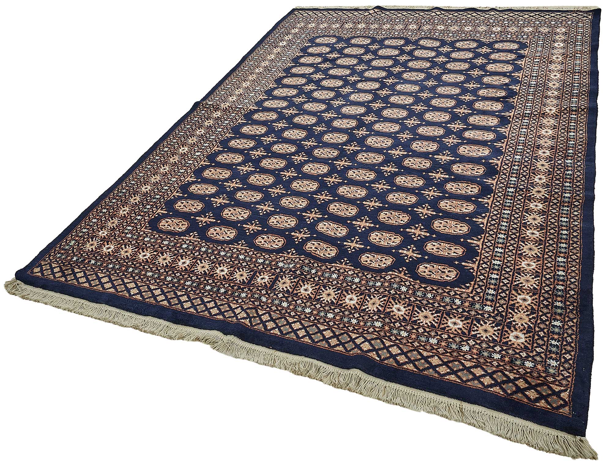 6x9 Blue Turkish Geometric Oushak Rug - 51575