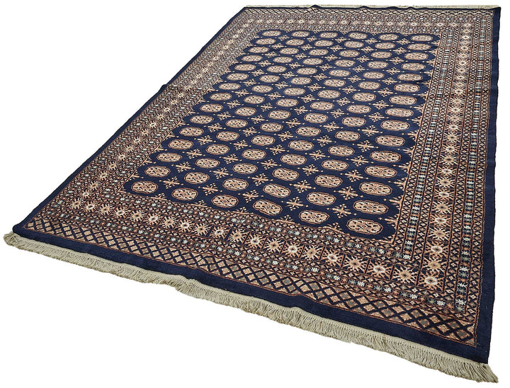 6x9 Blue Turkish Geometric Oushak Rug - 51575