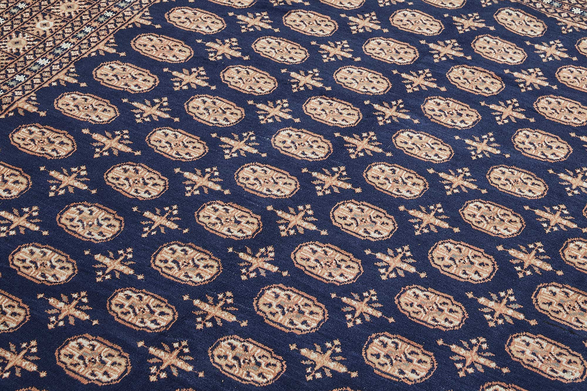 6x9 Blue Turkish Geometric Oushak Rug - 51575