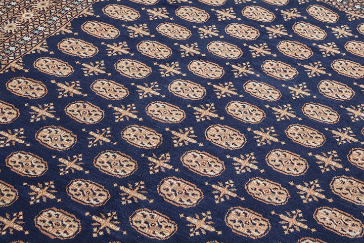 6x9 Blue Turkish Geometric Oushak Rug - 51575