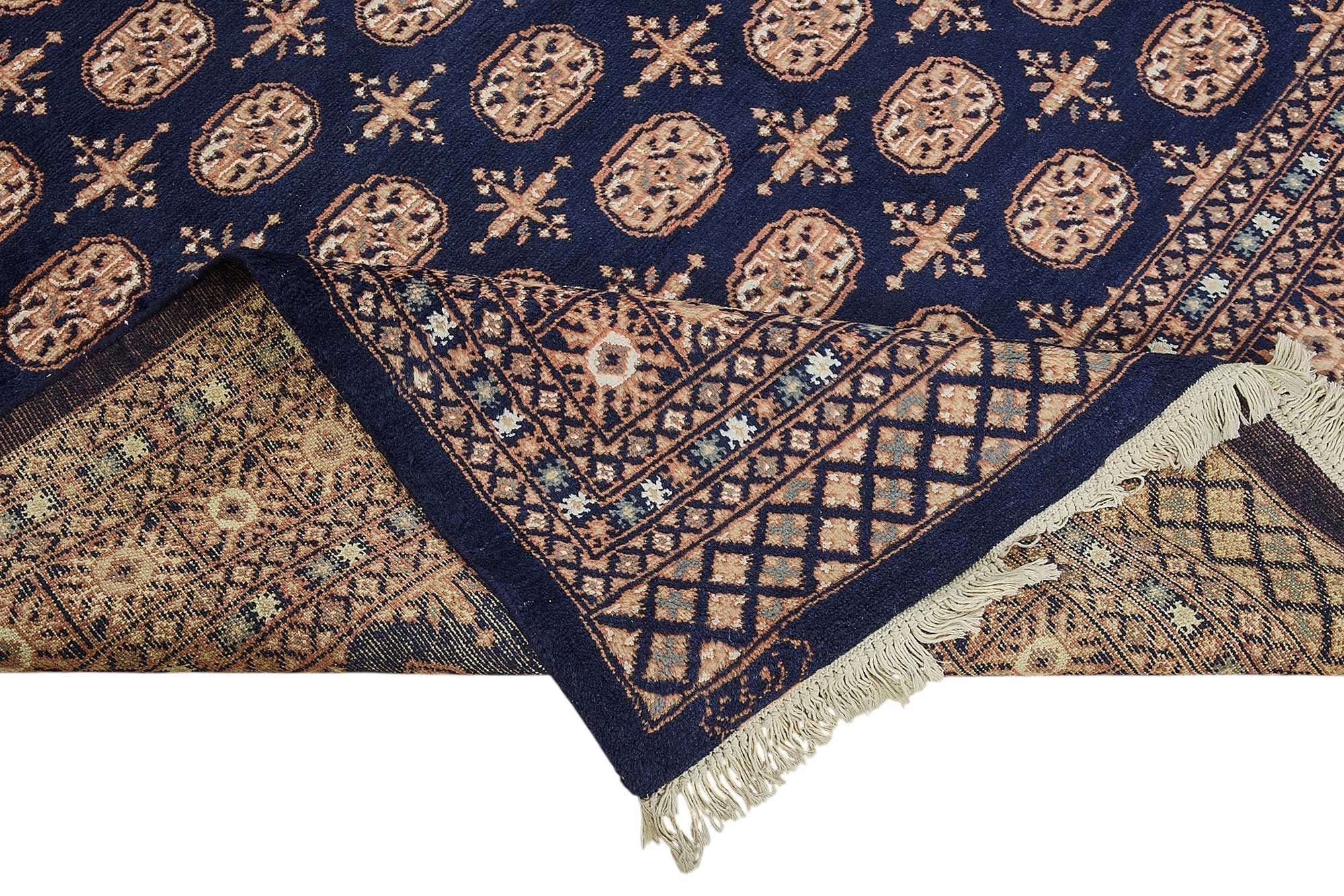 6x9 Blue Turkish Geometric Oushak Rug - 51575