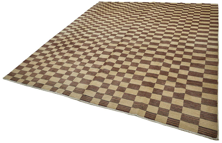 9x11 Beige Geometric Oushak Rug - 51576