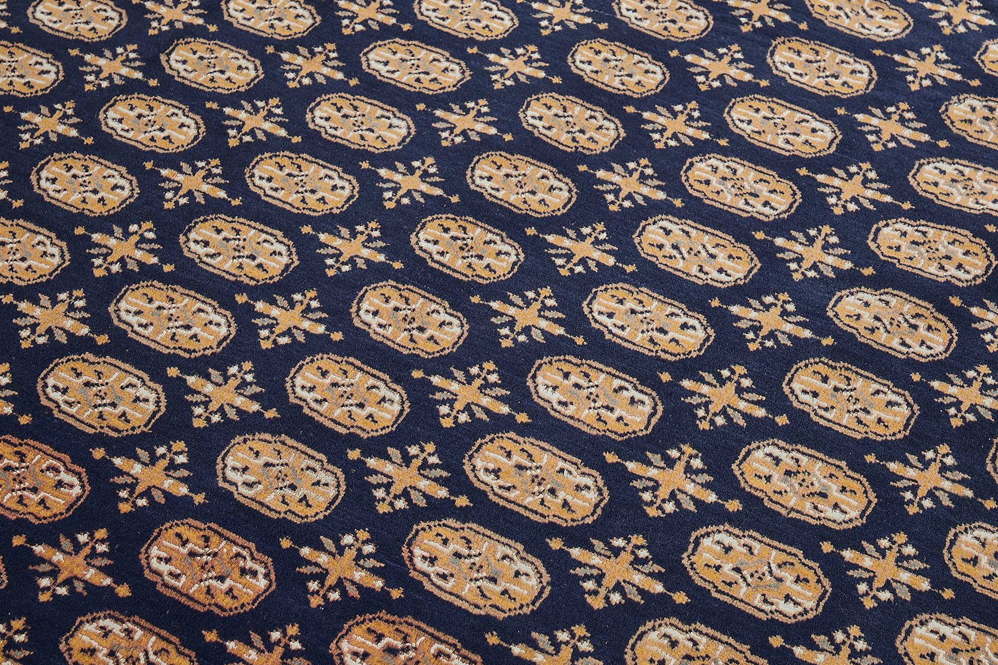 6x9 Blue Handmade Geometric Oushak Rug - 51577