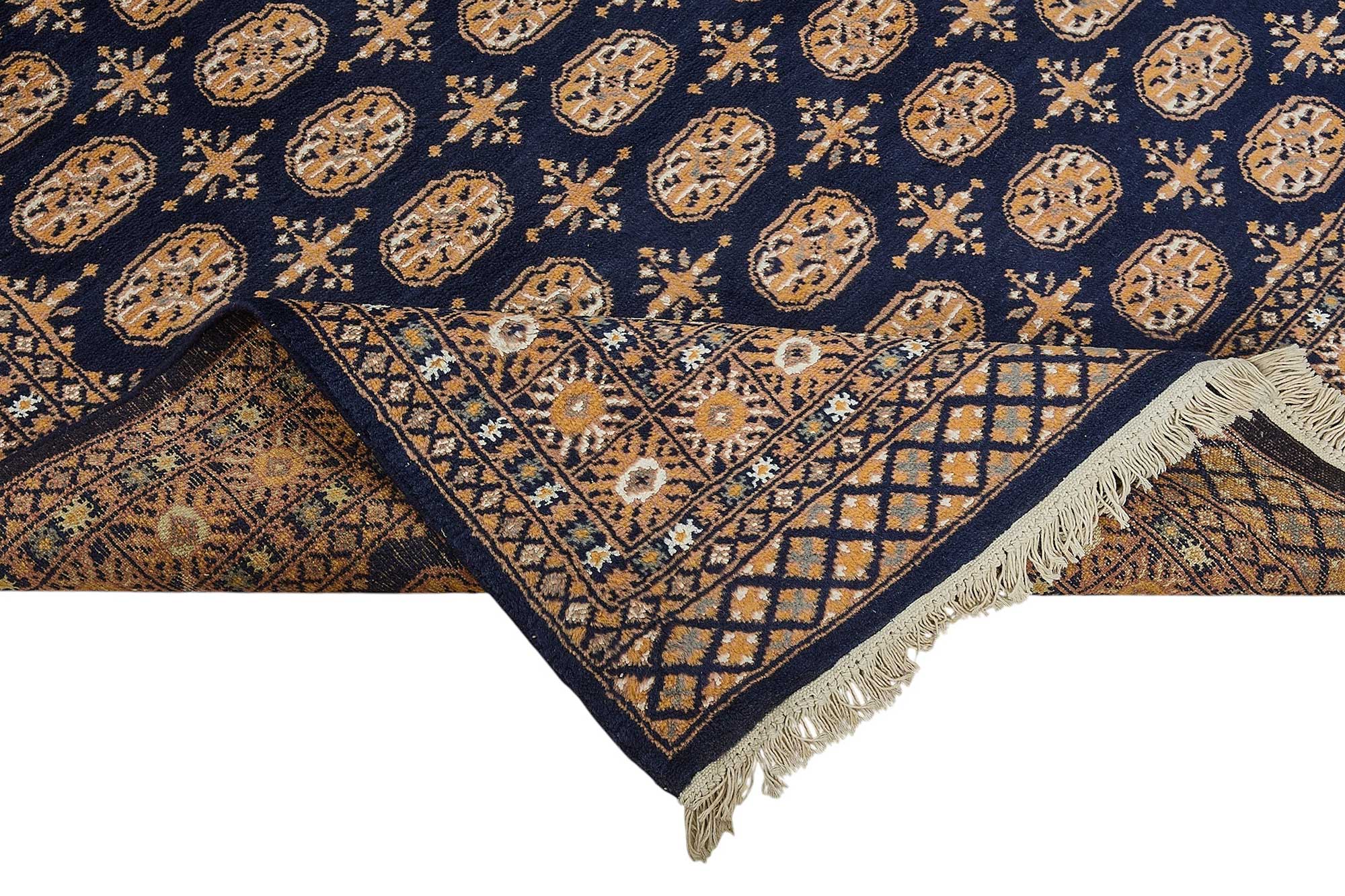 6x9 Blue Handmade Geometric Oushak Rug - 51577