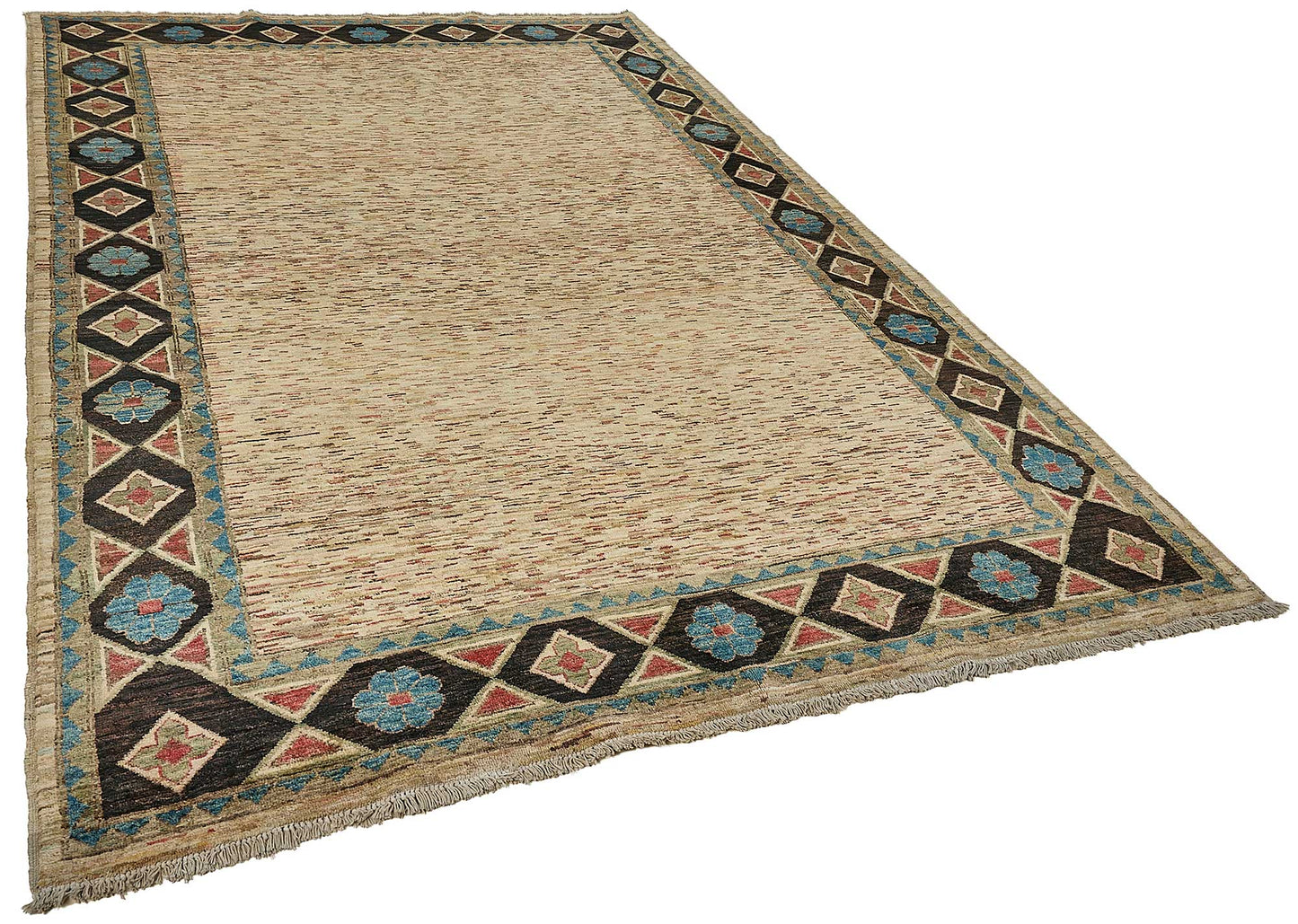 7x10 Beige Turkish Contemporary Oushak Rug - 51579