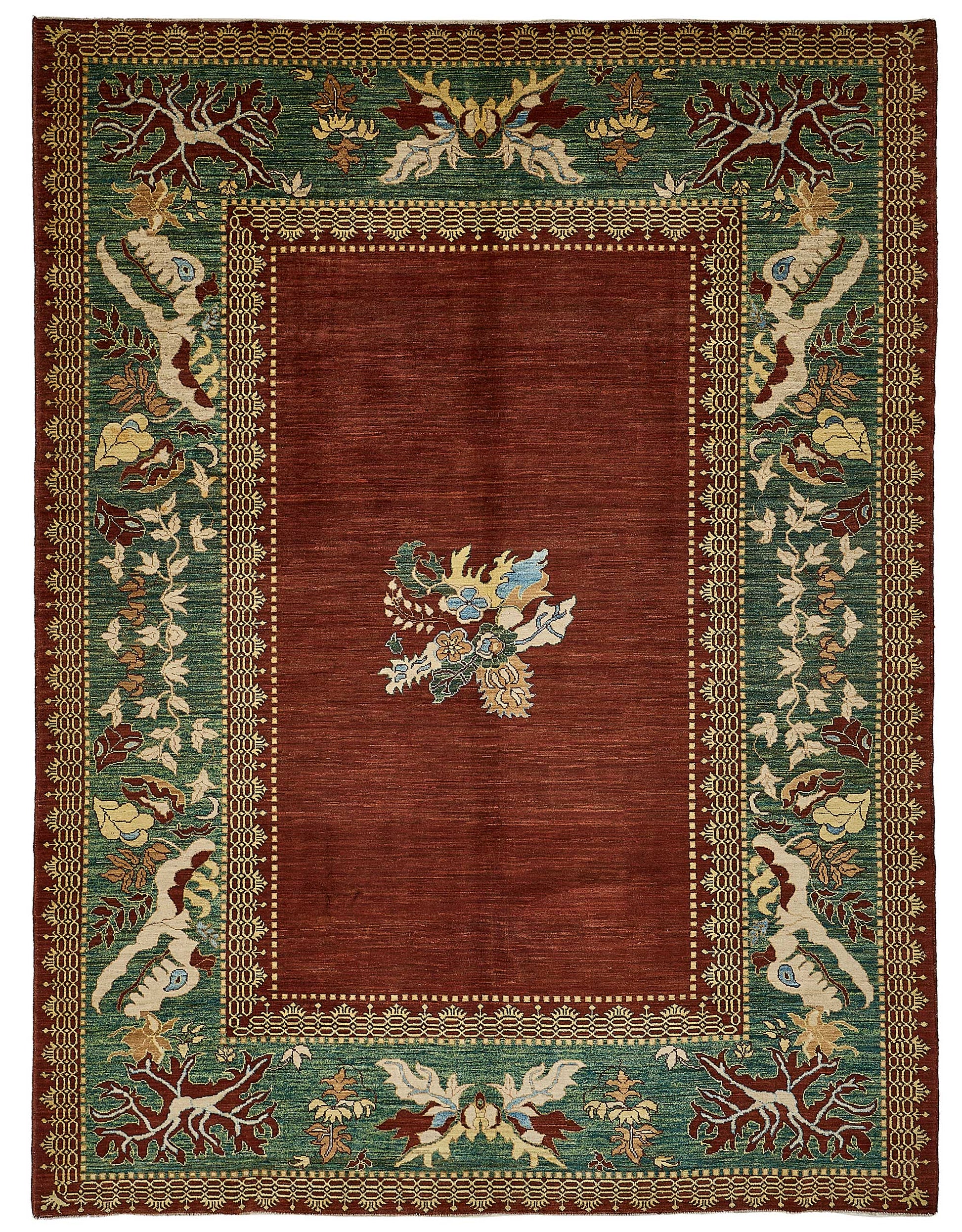 7x9 Red Floral Oushak Rug - 51580