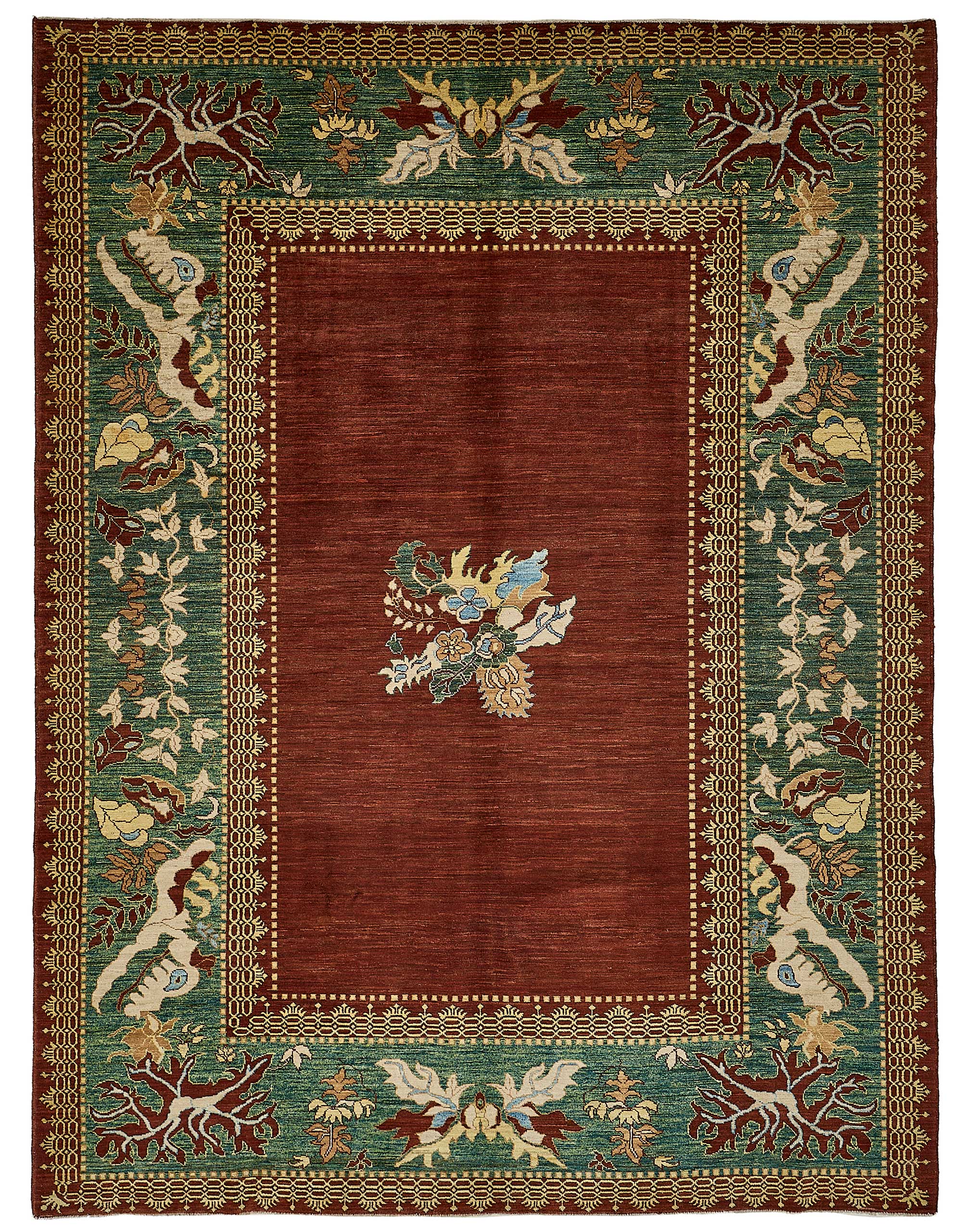 7x9 Red Floral Oushak Rug - 51580