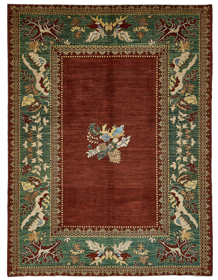 7x9 Red Floral Oushak Rug - 51580