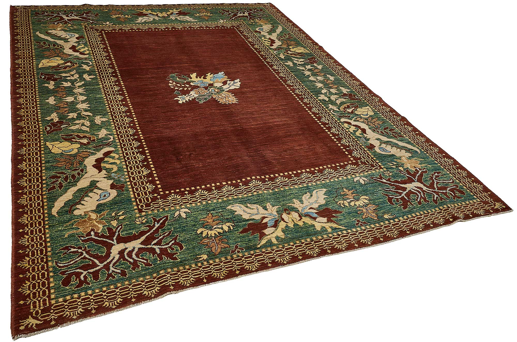 7x9 Red Floral Oushak Rug - 51580
