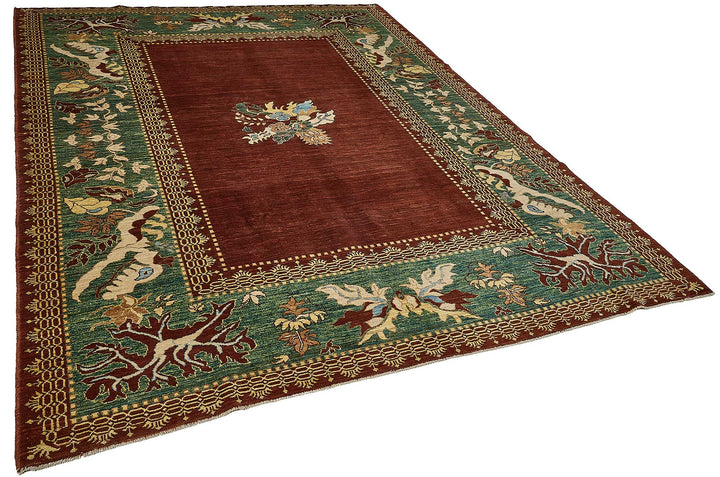 7x9 Red Floral Oushak Rug - 51580