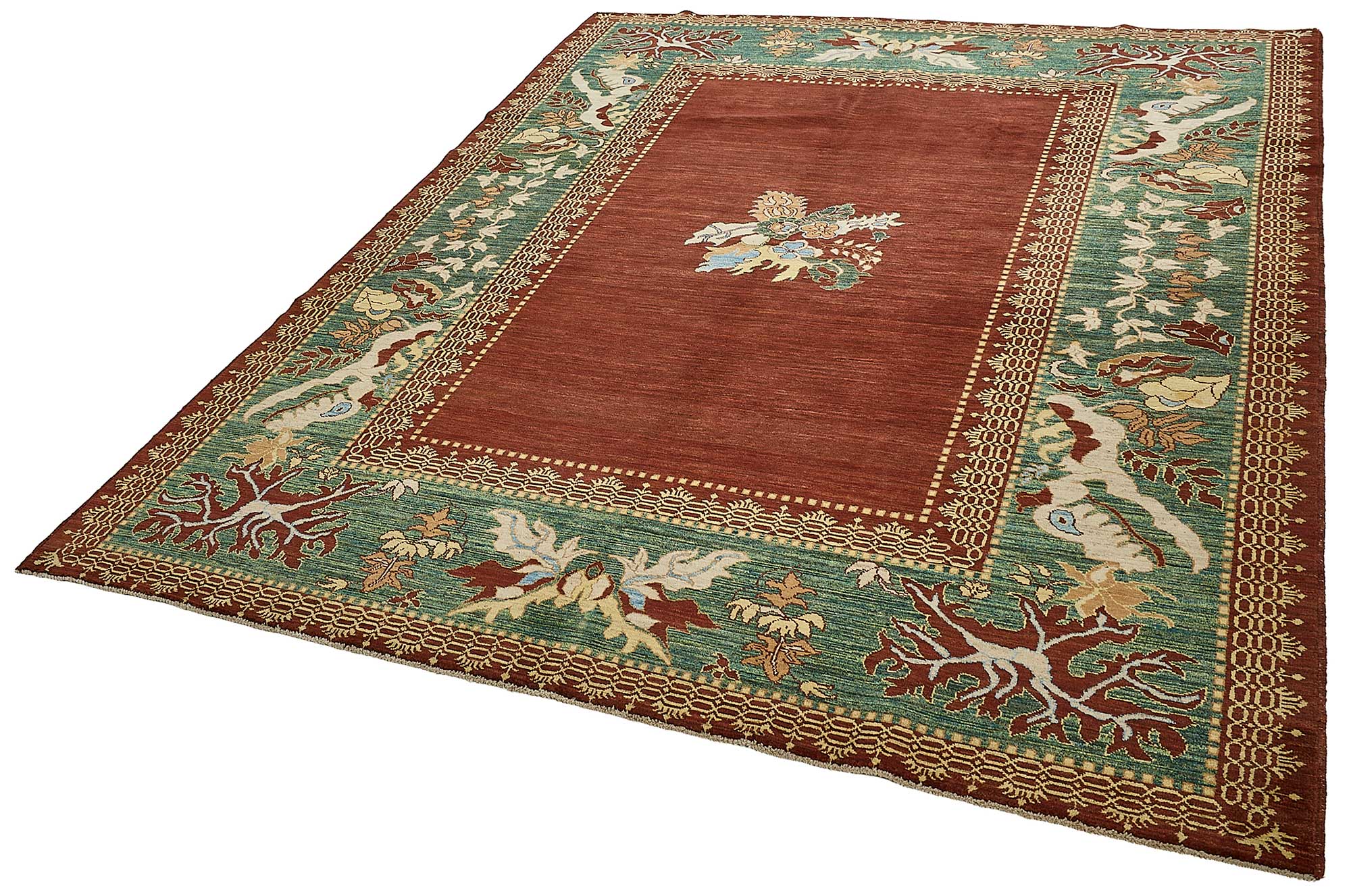 7x9 Red Floral Oushak Rug - 51580