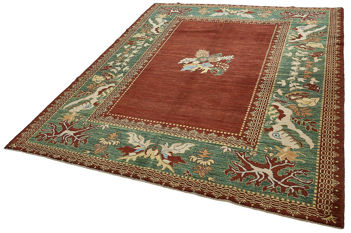 7x9 Red Floral Oushak Rug - 51580