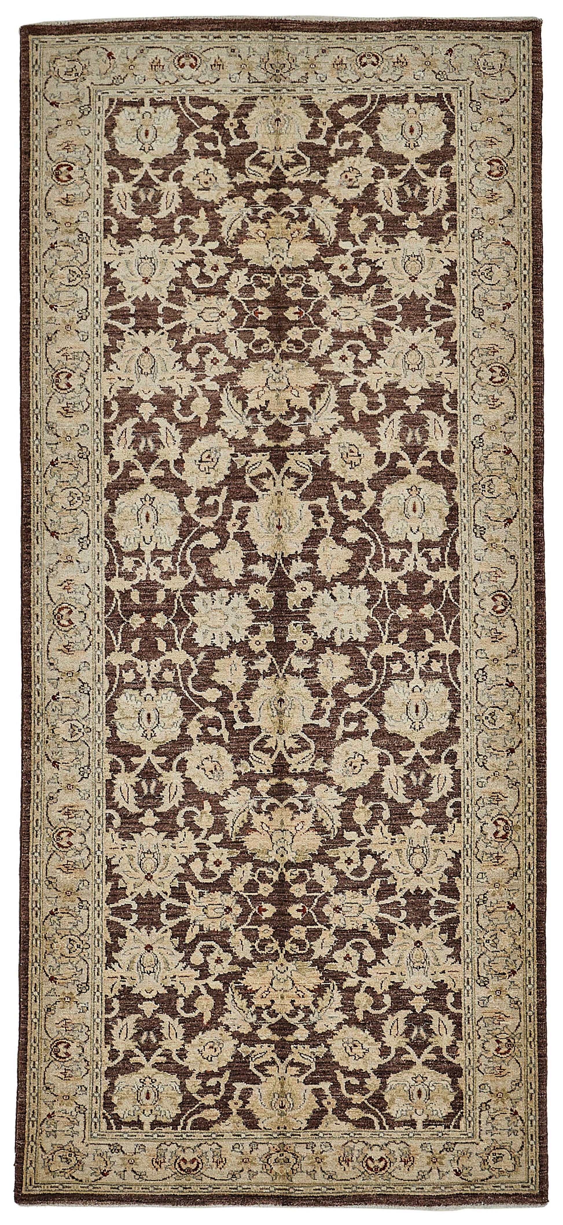 4x9 Beige Traditional Floral Oushak Rug - 51581