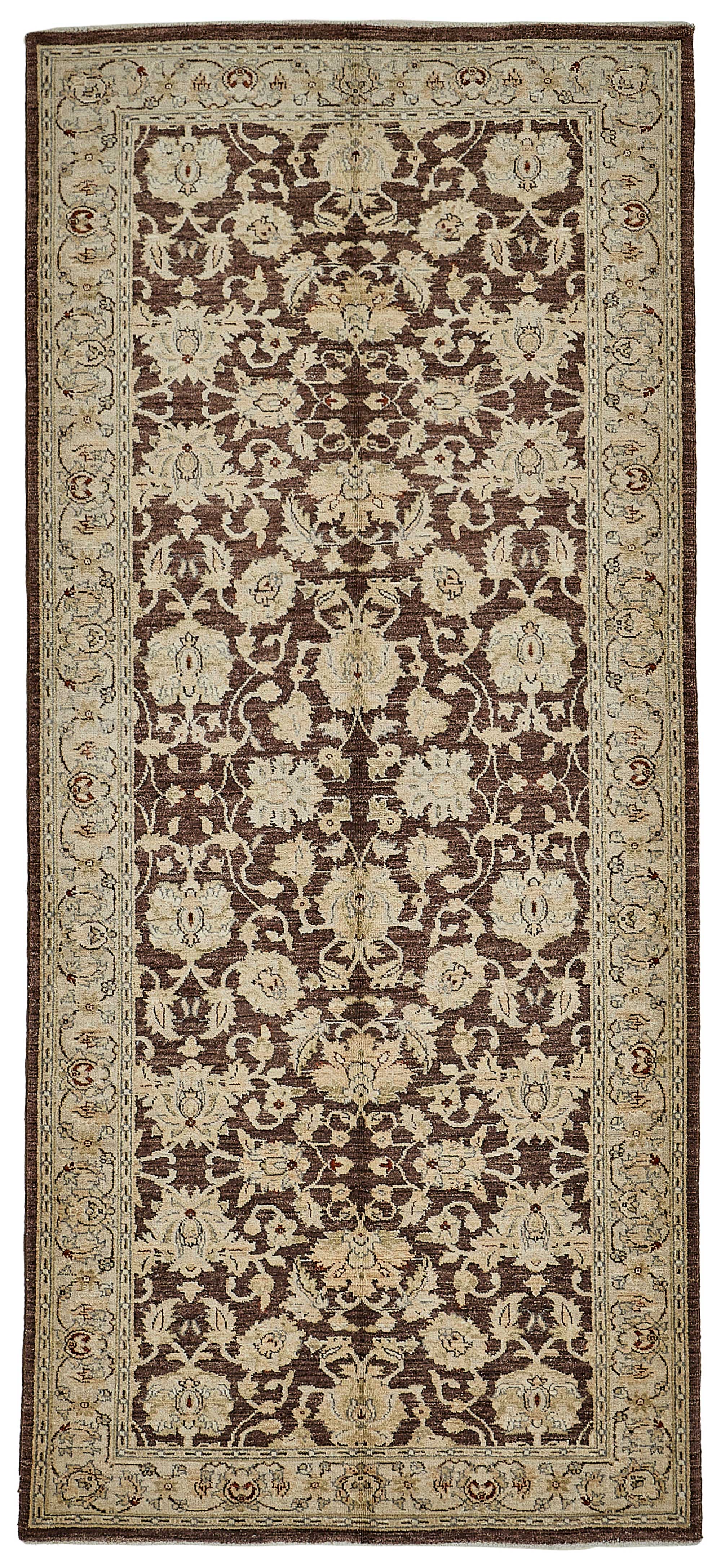 4x9 Beige Traditional Floral Oushak Rug - 51581